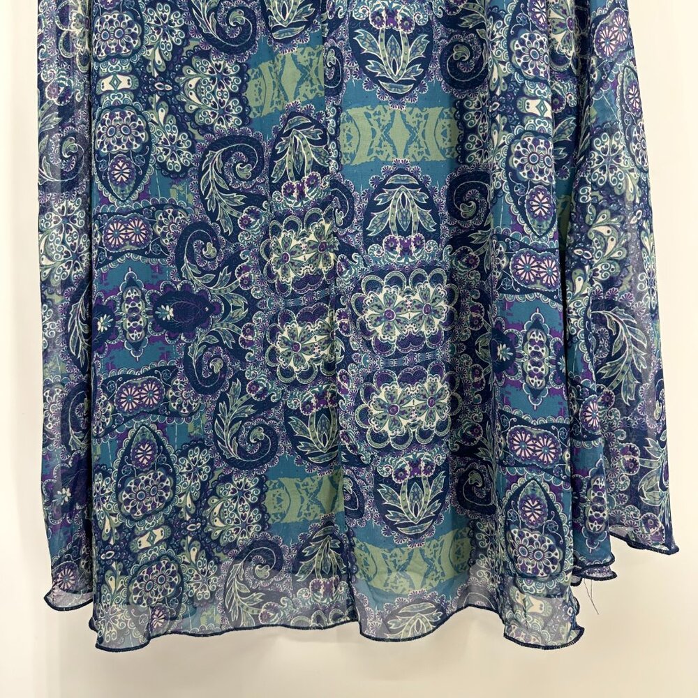3/$25 Luluroe Lucy Maxi Skirt L Boho Floral Kaleidoscope Print Blue Pull On - Picture 7 of 10